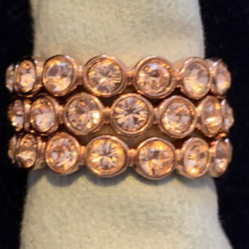 BRILLIANT Rose Gold And CZ Eternity Stackable Rings: Set Of 3 Size 7